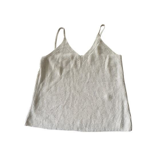 Banana Republic Prima Cotton Hemp Ivory Knit Tank Top Size L - Read - Picture 1 of 4